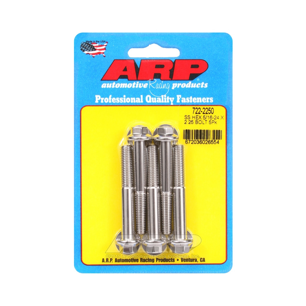Universal Bolt ARP 5/16-24 - Stainless Hex x5 - ARP-722-2250 - 722-2250 - 3666618198514