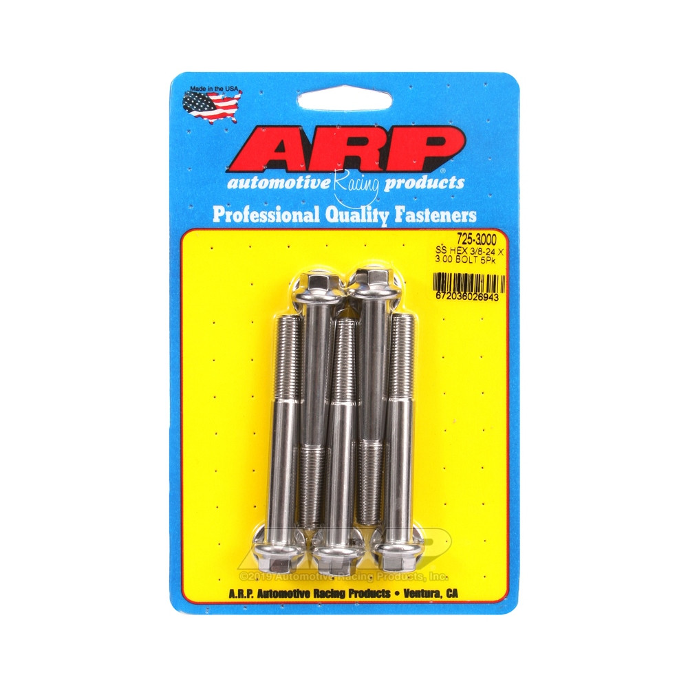 ARP Universal Head Bolt STD 3/8-24 - Stainless Hex x5 - ARP-725-3000 - 725-3000 - 3666618199085
