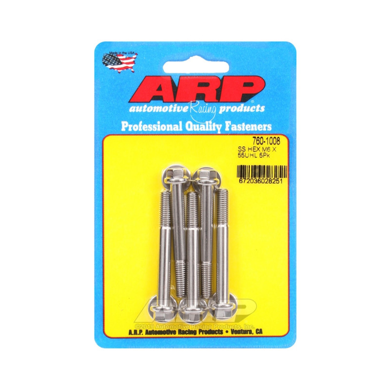 Boulonnerie universelle ARP M6 x 1.00 - Inox Hex x5 - ARP-760-1008 - 760-1008 - 3666618228228