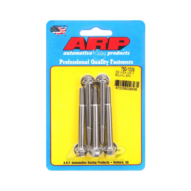 ARP Universal Bolt M6 x 1.00 - Stainless Hex x5 - ARP-760-1009 - 760-1009 - 3666618228235