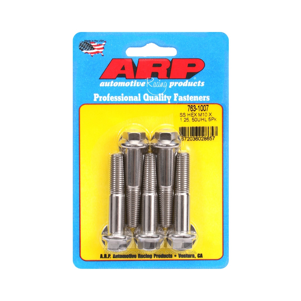 ARP Universal Bolt M10 x 1.25 - Stainless Hex x5 - ARP-763-1007 - 763-1007 - 3666618228716
