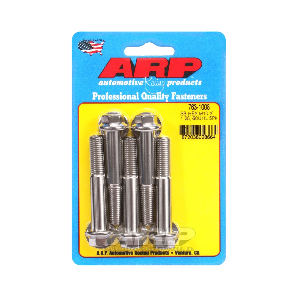ARP Universal Bolt M10 x 1.25 - Stainless Hex x5 - ARP-763-1008 - 763-1008 - 3666618228723