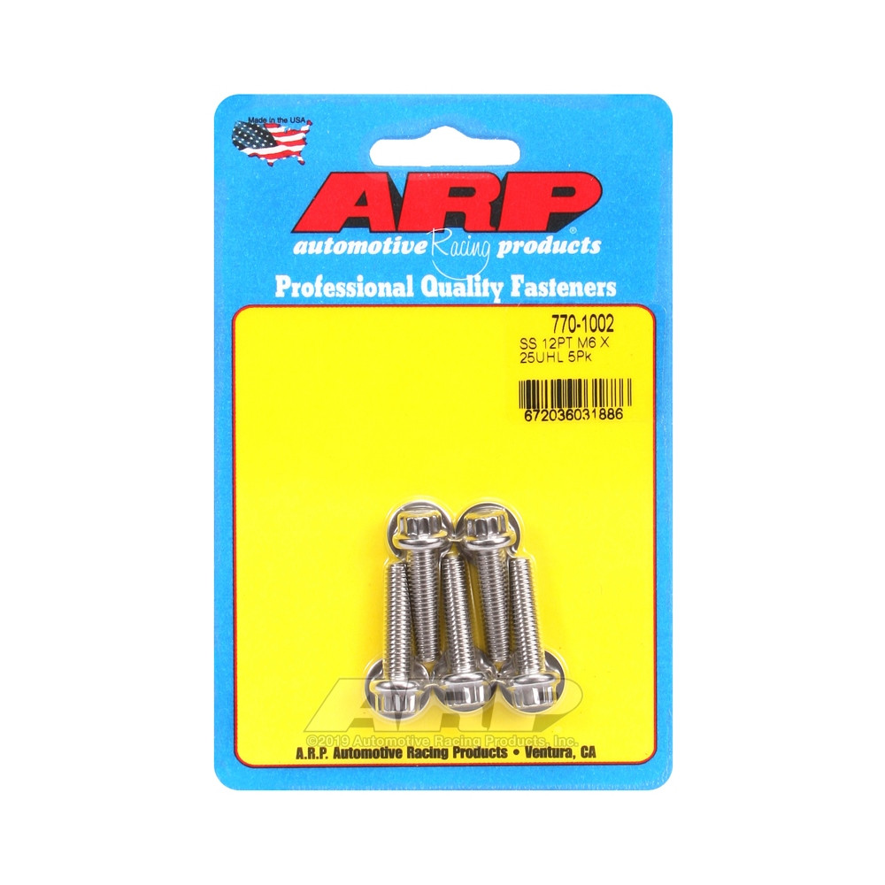 Boulonnerie universelle ARP M6 x 1.00 - Inox 12 Pts x5 - ARP-770-1002 - 770-1002 - 3666618229003