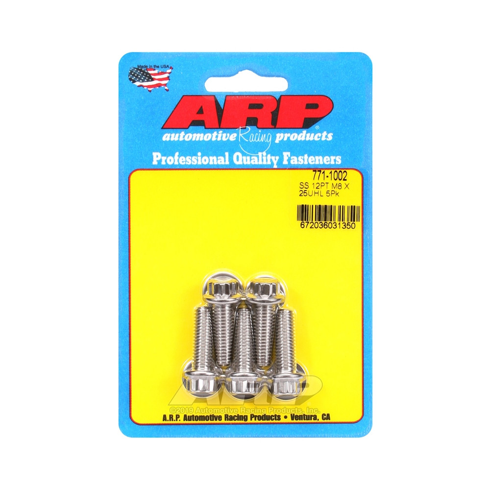 Bulloni universali ARP M8 x 1,25 - Acciaio inox 12 pezzi x5 - ARP-771-1002 - 771-1002 - 3666618229188