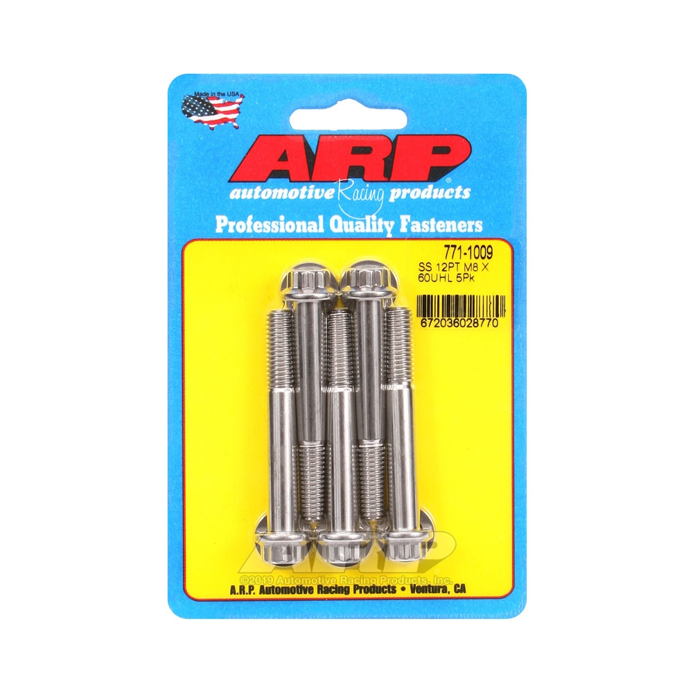 ARP Universal Bolt M8 x 1.25 - Stainless Steel 12 Pts x5 - ARP-771-1009 - 771-1009 - 3666618229256