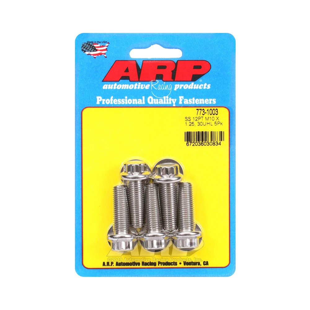 ARP Universal Bolt M10 x 1.25 - Stainless Steel 12 Pts x5 - ARP-773-1003 - 773-1003 - 3666618229515