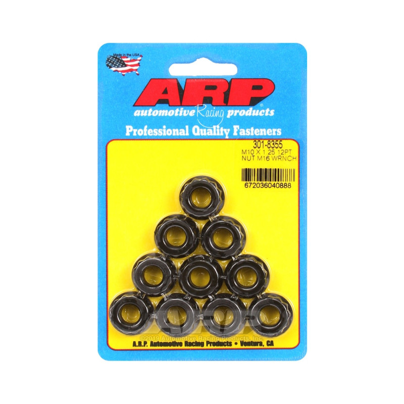 Confezione di dadi ARP (10) M10 x 1,25 - Nero Oxyde Hex - ARP-300-8368 - 300-8368 - 3666618223810