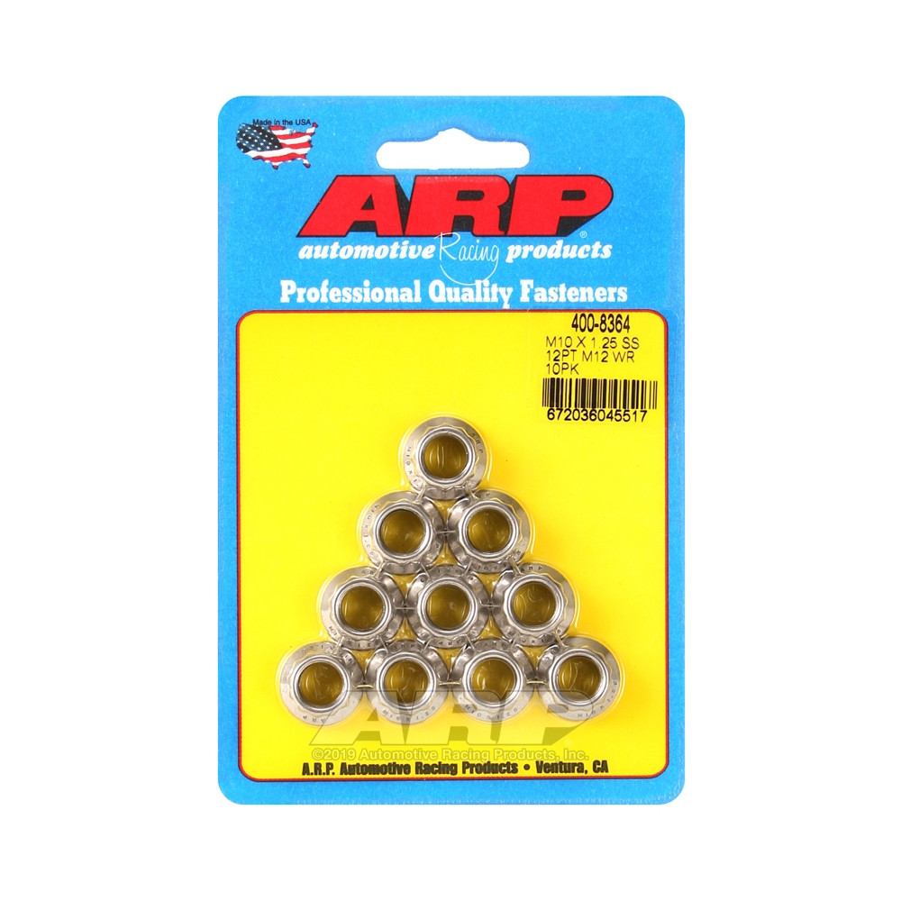 Confezione di dadi ARP (10) M10 x 1,25 - Acciaio inox 12 pz. - ARP-400-8363 - 400-8363 - 3666618225111