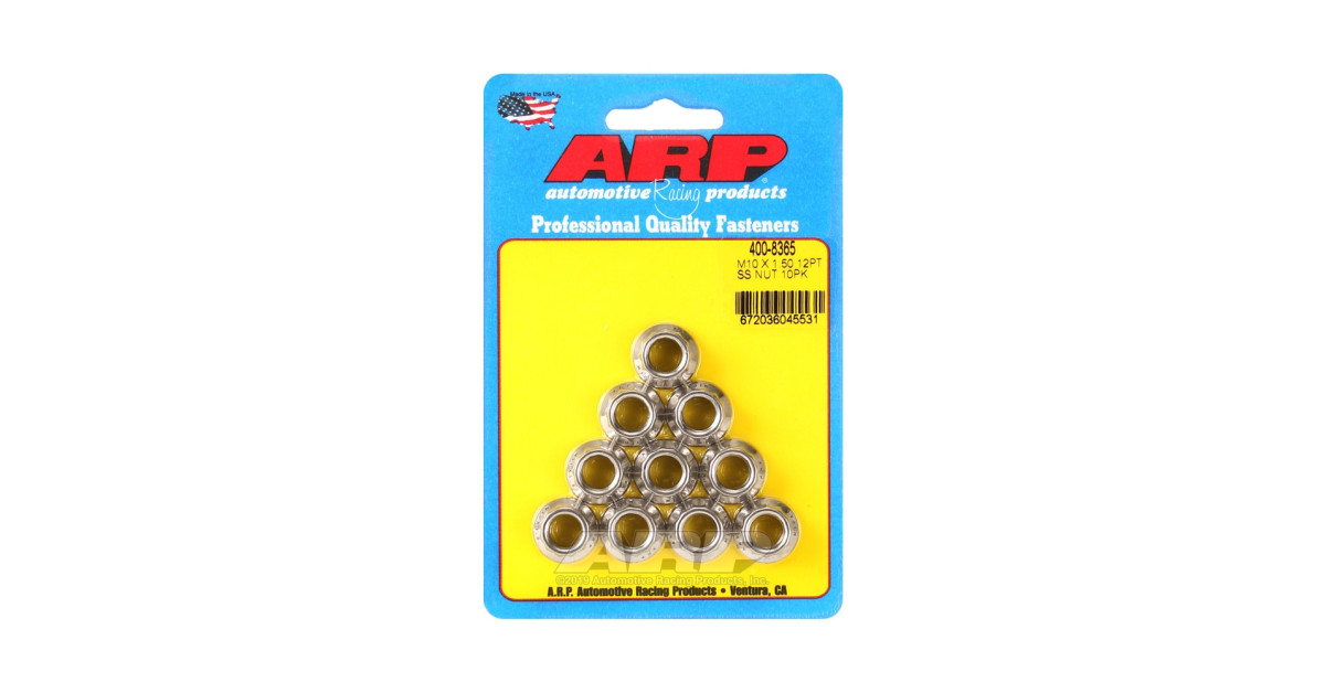 Pack écrous ARP (10) M11 x 1.25 - Inox 12 pts