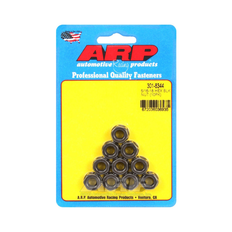 Confezione dadi ARP (10) 5/16-18 - Nero Oxyde Hex - ARP-301-8344 - 301-8344 - 3666618224466