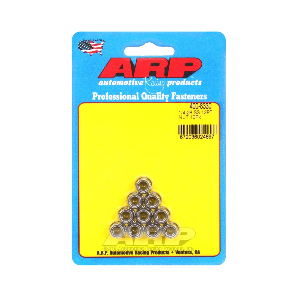ARP nuts pack (10) 1/4-28 - Stainless steel 12 pts - ARP-400-8330 - 400-8330 - 3666618224886