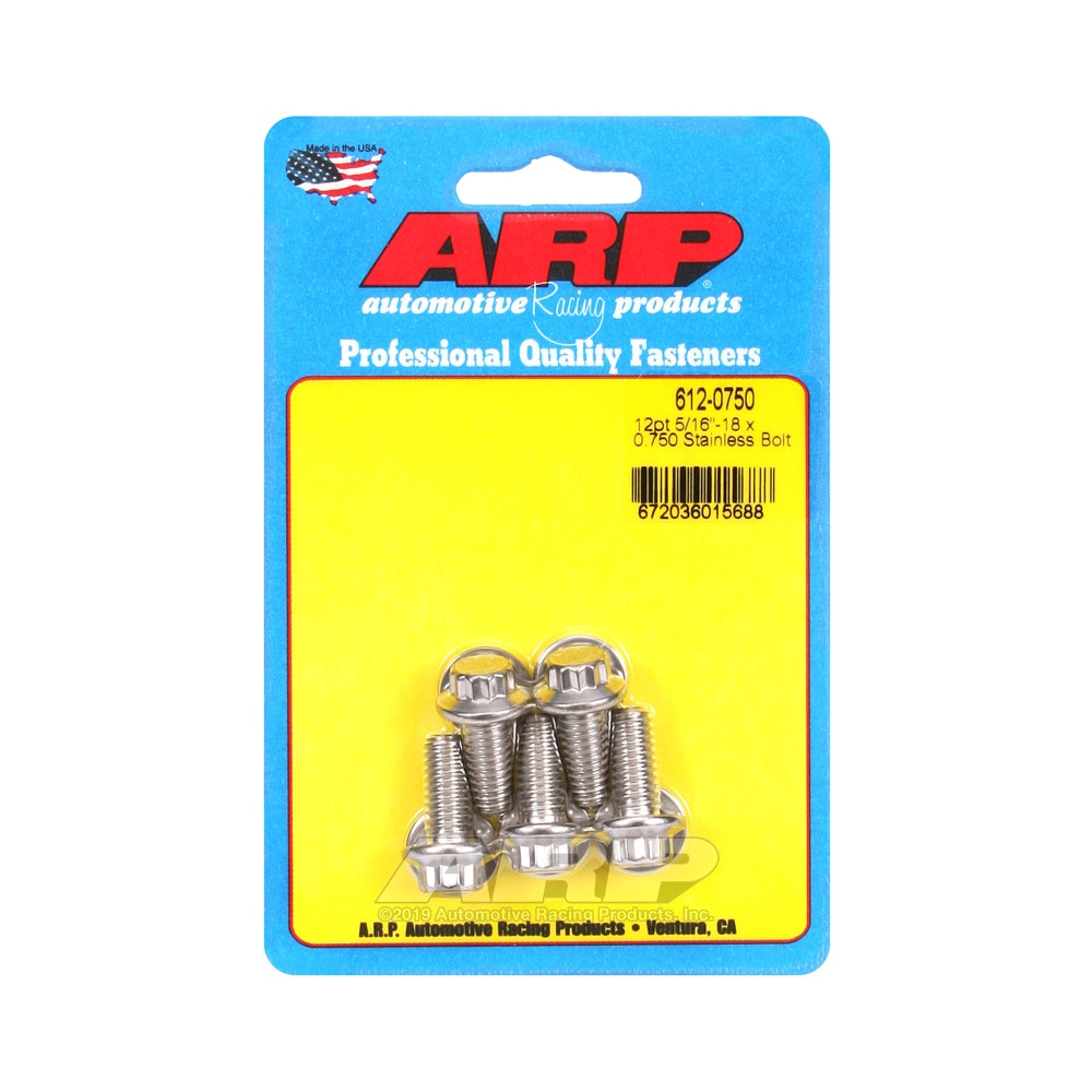 Universal Bolt ARP 5/16-18 - Stainless Steel 12 Pts x5 - ARP-612-0750 - 612-0750 - 3666618190815
