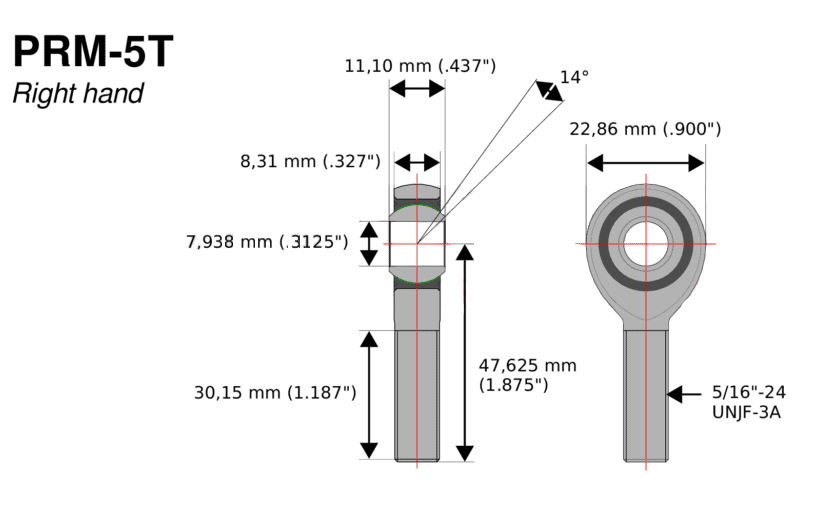 ¡ball 5/16” Aurora per C3 R5 filettatura a destra / RO-C3-PS88805A10 - RO-C3-PS88805A10 - PRM-5T - 3666618001876