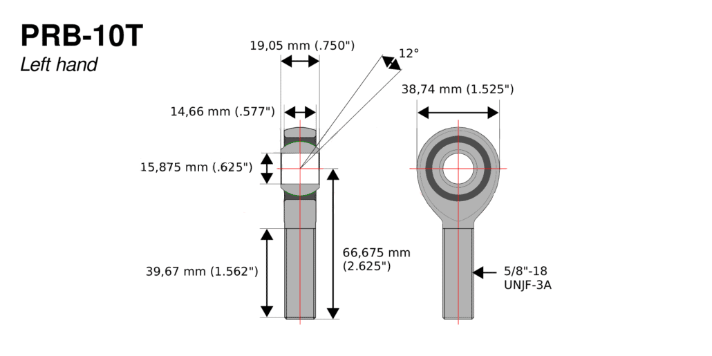 Giunto a sfera Aurora 5/8 per C3 R5 filettatura a sinistra / RO-C3-PS88804A10 - RO-C3-PS88804A10 - PRB-10T - 3666618001906