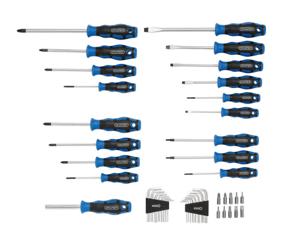 DRAPER soft drive screwdriver, hex key and bit set (44 pieces) - DRA-81294 - D81294 - 5010559812943