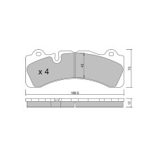 Plaquettes de frein GT2i Race pour étiers de frein Brembo 6 piston D48 6 pistons