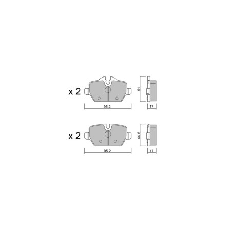GT2i Race Rear brake pads for BMW Serie 1 (E81-E82-E87-E88) 116i, 116d, 118i, 118d 2004-13 - Brake calipers Trw 