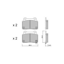 GT2i Race Rear brake pads for MITSUBISHI Lancer / Carisma 2.0i 16V Turbo 4wd EVo X 2008-13 - Brake calipers Brembo