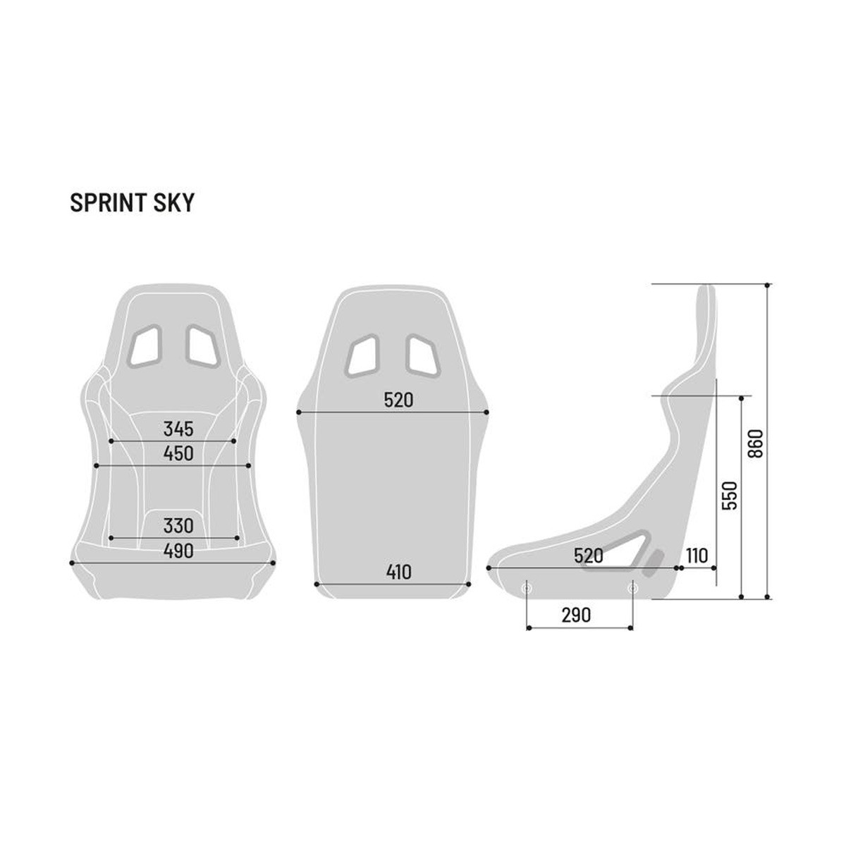 Schalensitz Sprint + Skai Tubular FIA - BRR0004B0-SKY.N - BRR0004B0K0100N