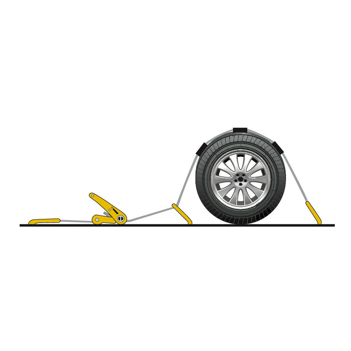 3-point tie-down strap with hook for wheel 5x250cm 3200Kg - AS-SAR-001 - 8000692601440
