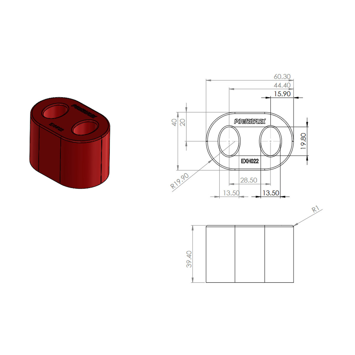 Scarico universale POWERFLEX silent block - PF-EXH022 - EXH022 - 5055676530813