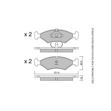 GT2i Club Front brake pads for TOYOTA Conquest (E90) 125 TC 2.0 126cv 1988-10-01-2001-10-01