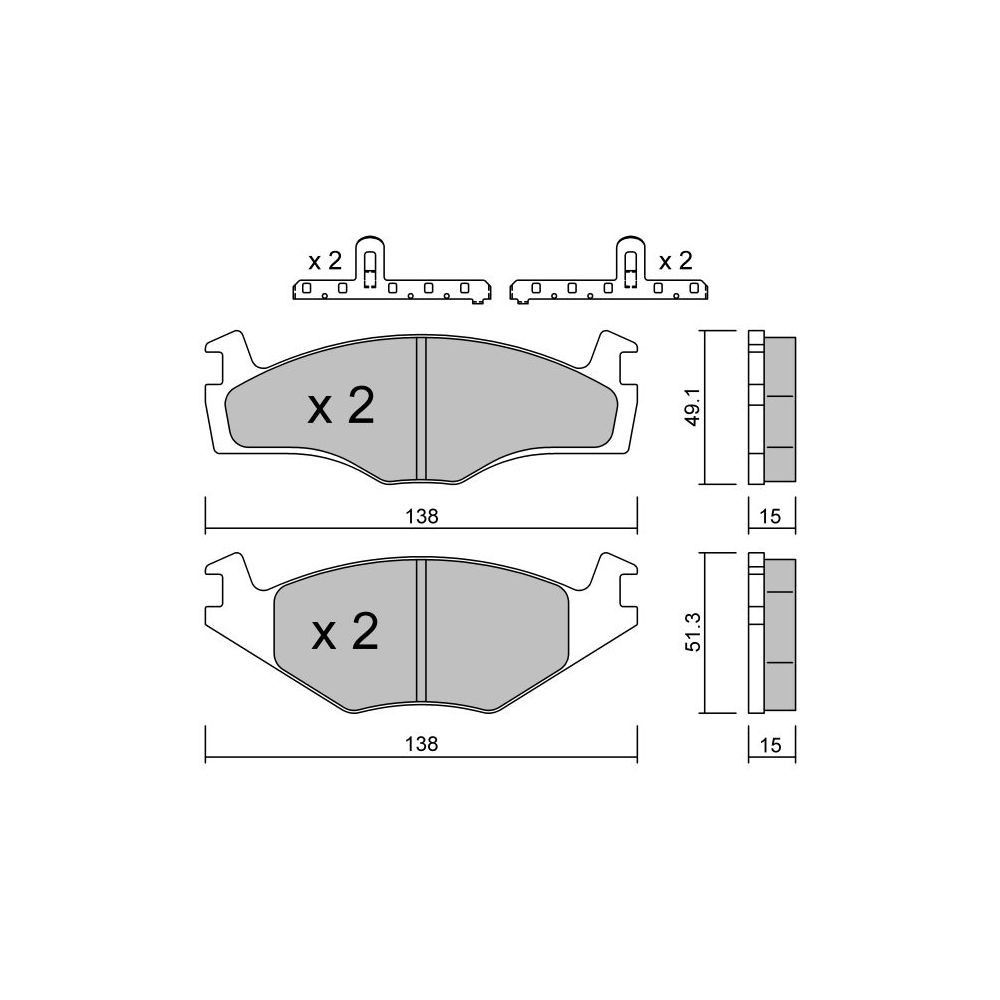 GT2i Club Front brake pads for VOLKSWAGEN Golf II (19E, 1G1) 1.8 GTI 16V 130cv 1983-08-01-1992-12-01 - GT-PC0470K - 3666618579108