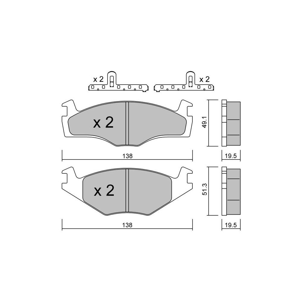 GT2i Club Front brake pads for VOLKSWAGEN Jetta II (19E, 1G2, 165) 1.8 16V 139cv 1983-08-01-1992-12-01 - GT-PC0471K - 3666618579122