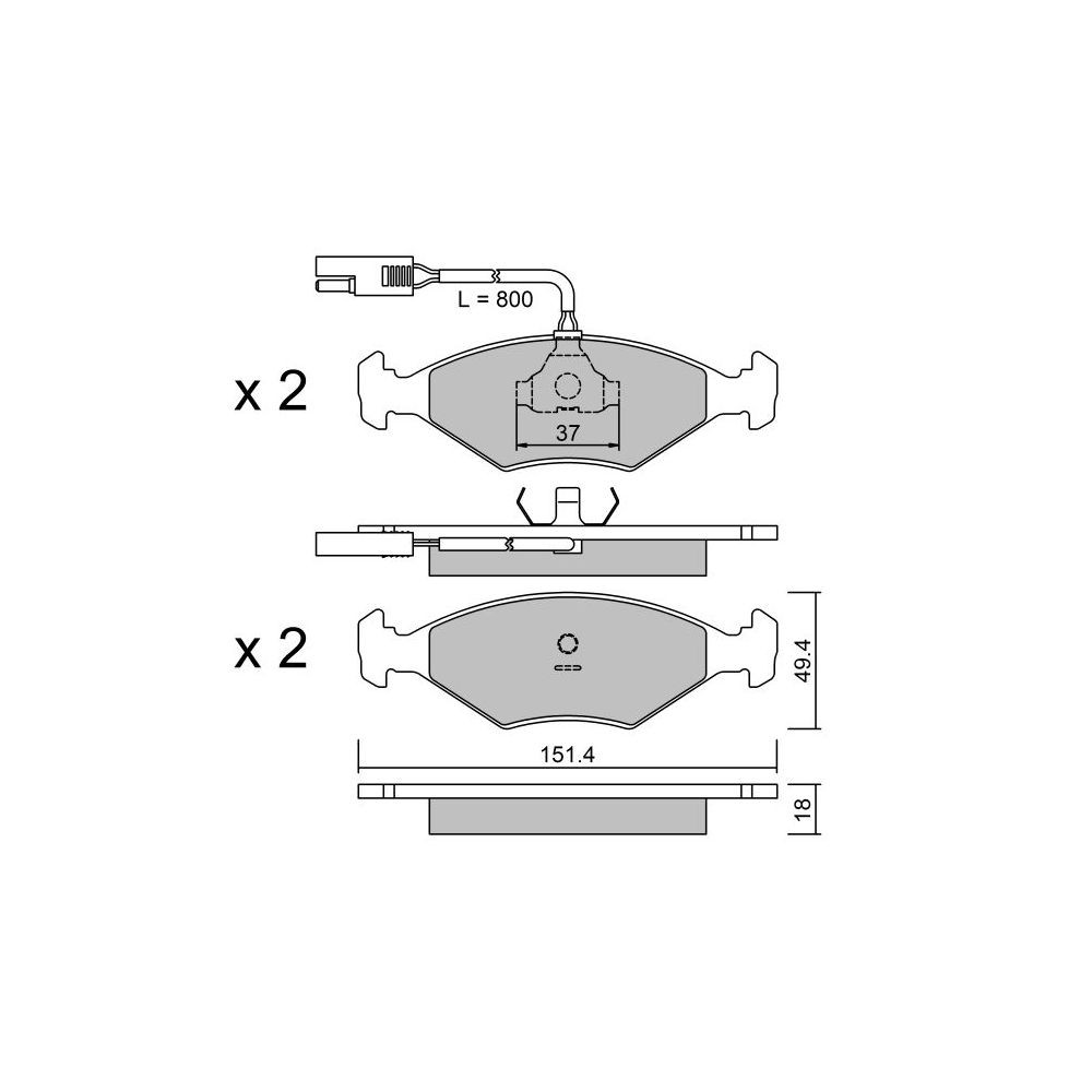 GT2i Club Front brake pads for FIAT Duna Weekend (146_) 1.6 (159AS, 159AT) 70cv 1987-01-01-1991-12-01 - GT-PC0590 - 3666618579238