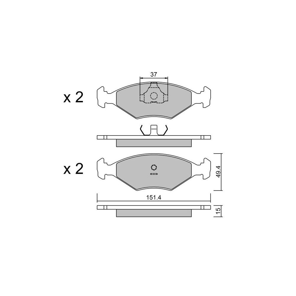 GT2i Club Front brake pads for VOLKSWAGEN Santana III 2.0 GLS/GD/CG/CL/GL Alcool 161cv 1984-02-01-1994-08-01 - GT-PC0595 - 3666618591087