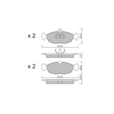GT2i Club Front brake pads for OPEL Tigra 1.4i 16V, 1.6i 16V 1995-01 - Brake calipers Ate 