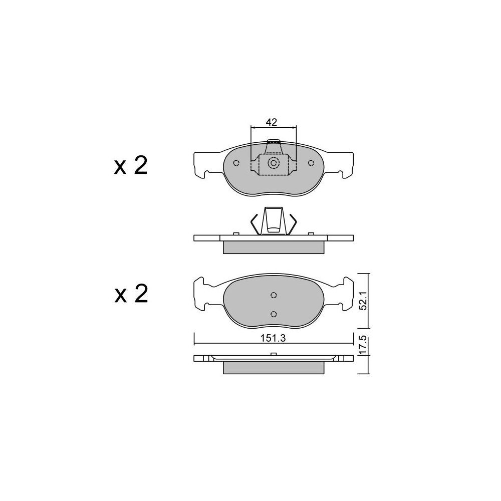 GT2i Club Front brake pads for FIAT Punto (188) 1.2i 16V 80 1999-12 - Brake calipers Ate  - GT-PC0811 - 3666618579498