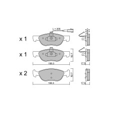 Plaquettes de frein GT2i Club Avant pour FIAT Brava (182_) 1.8 16V 131cv 1995-10-01-2002-12-01