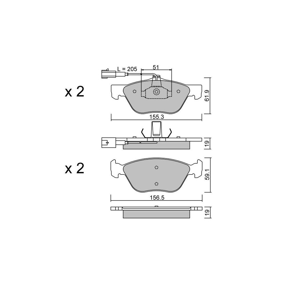 GT2i Club Front brake pads for LANCIA Kappa (838_) 2.4 20V (838BC1AA, 838BC11A) 176cv 1994-08-01-2001-10-01 - GT-PC0851 - 3666618579573