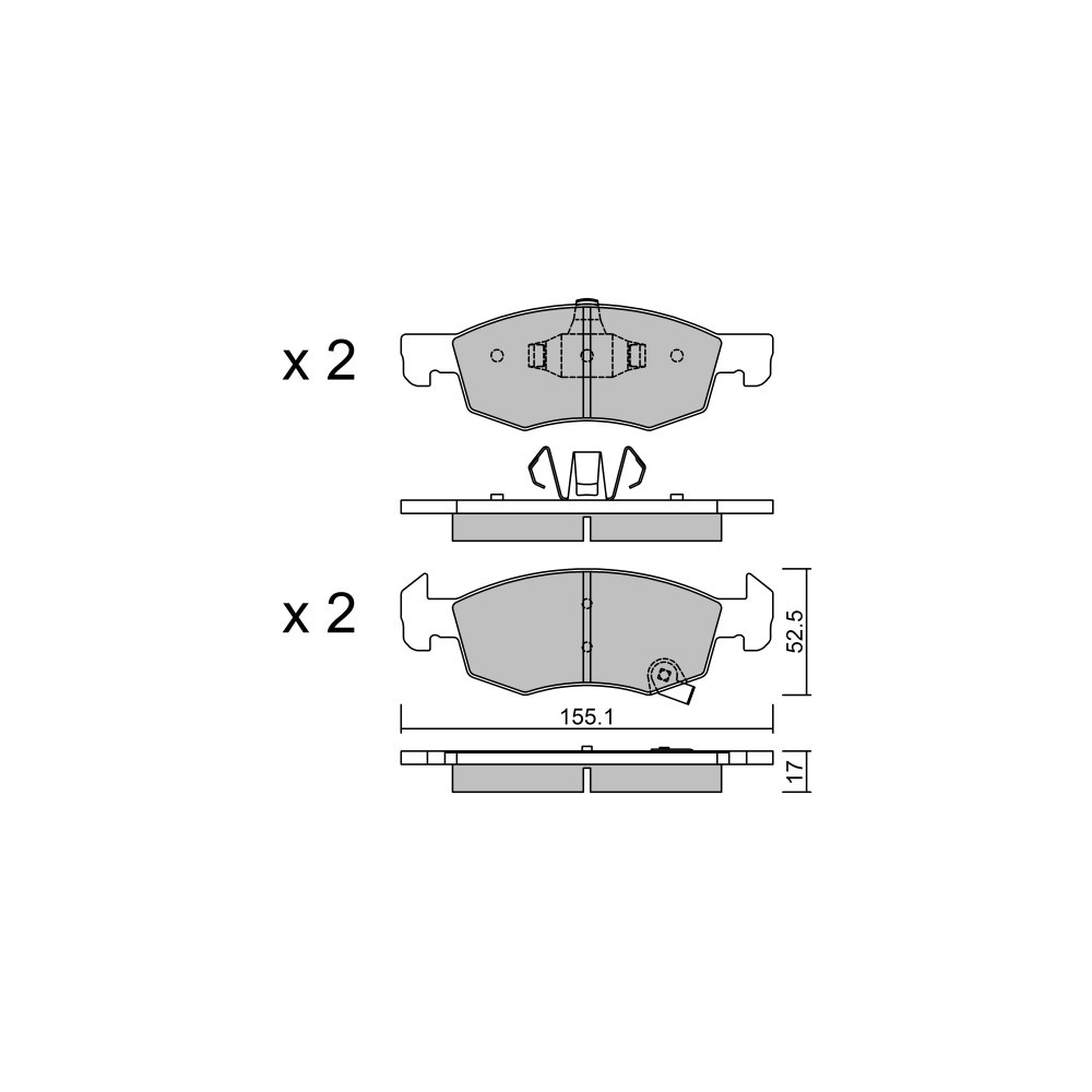 GT2i Club Front brake pads for OPEL Corsa E (X15) 1.4 LPG (08, 68) 90cv 2014-09-01- - GT-PC10580 - 3666618580197