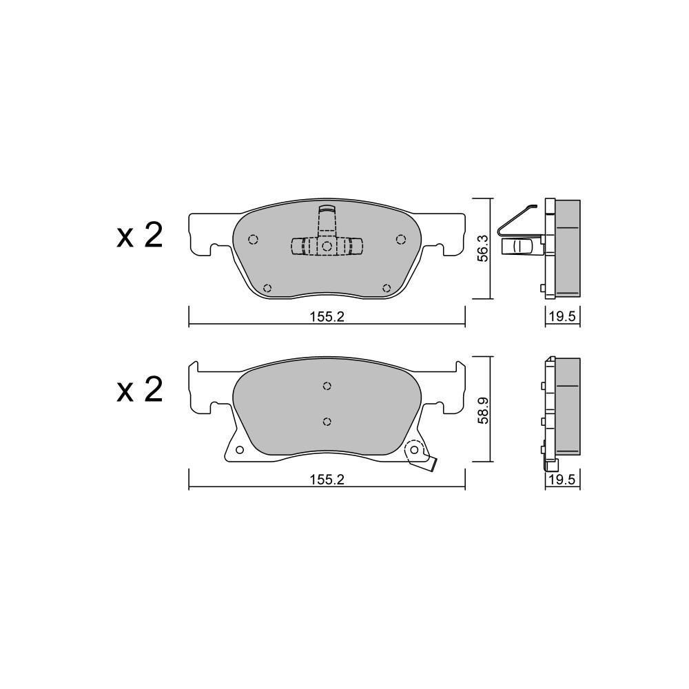 Pastiglie freno anteriori GT2i Club per OPEL Astra K (B16) 1.4 Turbo (68) 150cv 2015-06-01- - GT-PC11140 - 3666618580715