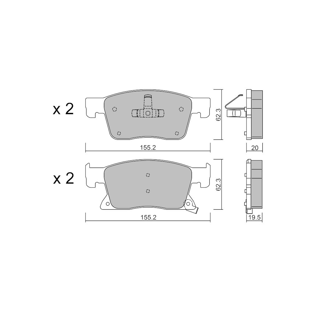 GT2i Club Front brake pads for OPEL Astra K (B16) 1.6 Turbo (68) 200cv 2015-06-01- - GT-PC11150 - 3666618580722