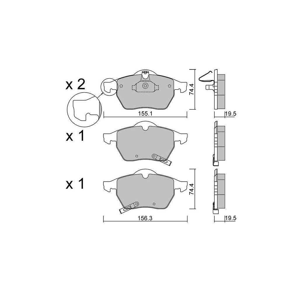 GT2i Club Front brake pads for SAAB 9-3 I (YS3D) 2.3 230cv 1998-02-01-2002-09-01 - GT-PC1201 - 3666618581545