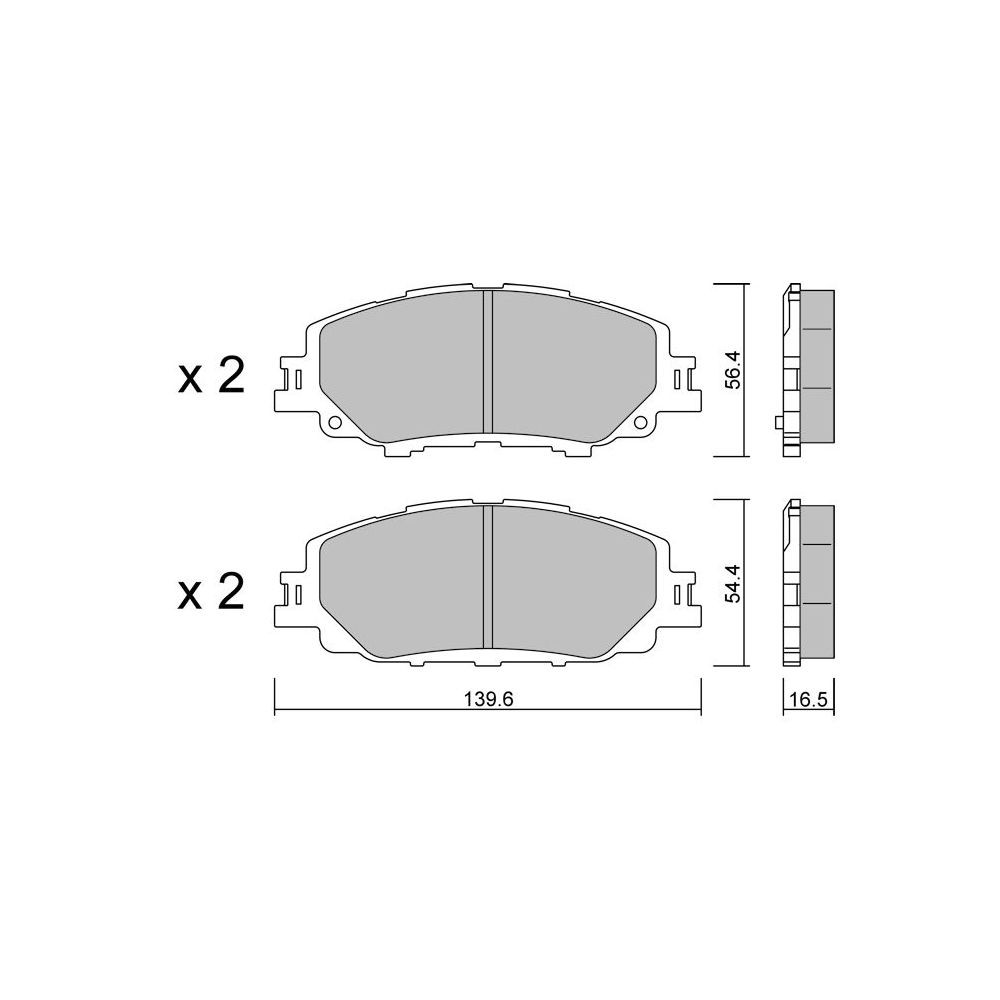 GT2i Club Front brake pads for TOYOTA Corolla XI Hatchback (_E21_) / Auris 2.0 Hybrid (MZEH12) 184cv 2018-10-01- - GT-PC12350 - 3666618581804