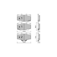 GT2i Club Front brake pads for TOYOTA Land Cruiser V 90 (_J9_)/ Land Cruiser Prado 3.4 i 24V (VZJ90_, VZJ95_) 179cv 1995-04-01-