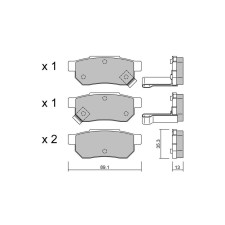 Plaquettes de frein GT2i Club Arrière pour HONDA Civic Crx (EG-EH) 1.6i 16V 160 hp 1992-98 - Etriers de frein Akebono 