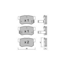 GT2i Club Rear brake pads for HONDA Civic (EP-EU) 2.0i 16V V-TEC Type R 2001-06 - Brake calipers Akebono 