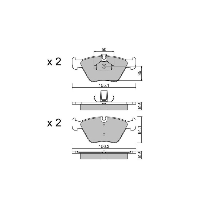 GT2i Club Front brake pads for BMW Serie 3 (E46) M3 3.2i V6 1998-05 - Brake calipers Ate  - GT-PC2160 - 3661768552643