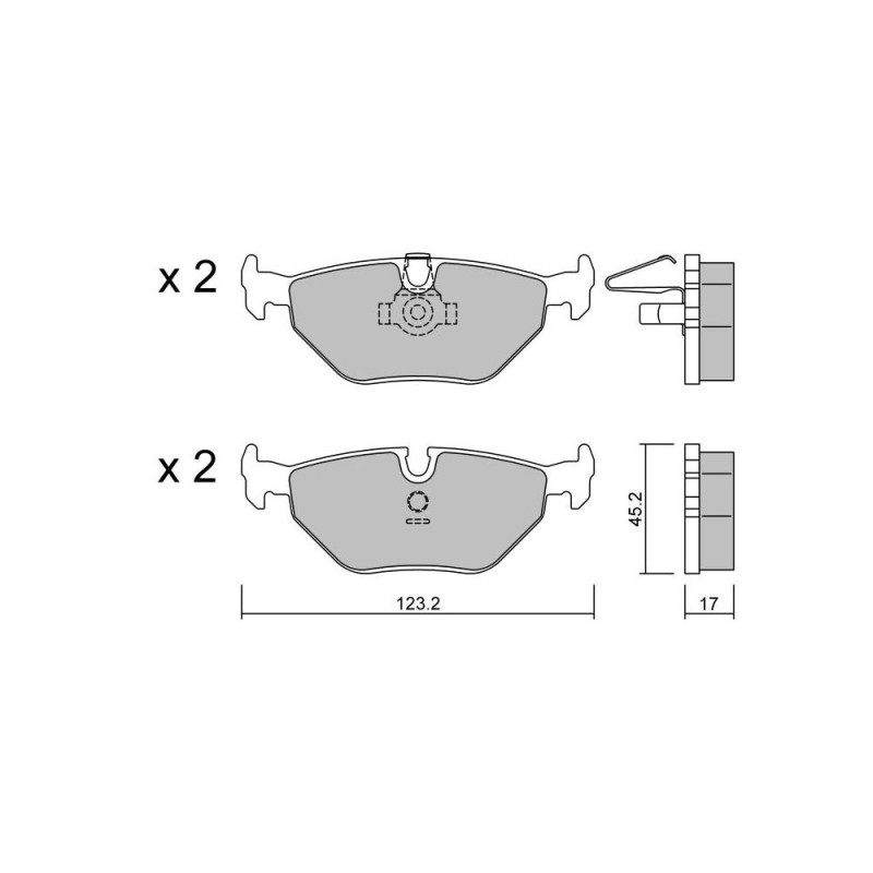GT2i Club Rear brake pads for BMW Serie 3 (E36) M3 3.0i, 3.2i 1991-98 - Brake calipers Ate  - GT-PC2190 - 3661768552650