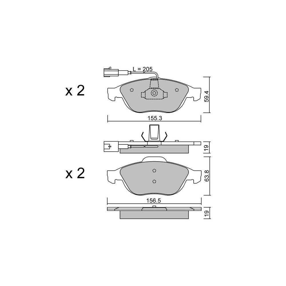 GT2i Club Front brake pads for ALFA ROMEO 156 (932_) 1.8 16V T.SPARK (932.A3) 145cv 1997-09-01-2005-09-01 - GT-PC2290 - 3666618584034