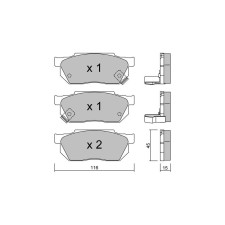 GT2i Club Front brake pads for HONDA CRX I (AF, AS) 1.6 i 16V (AS) 126cv 1983-10-01-1987-10-01