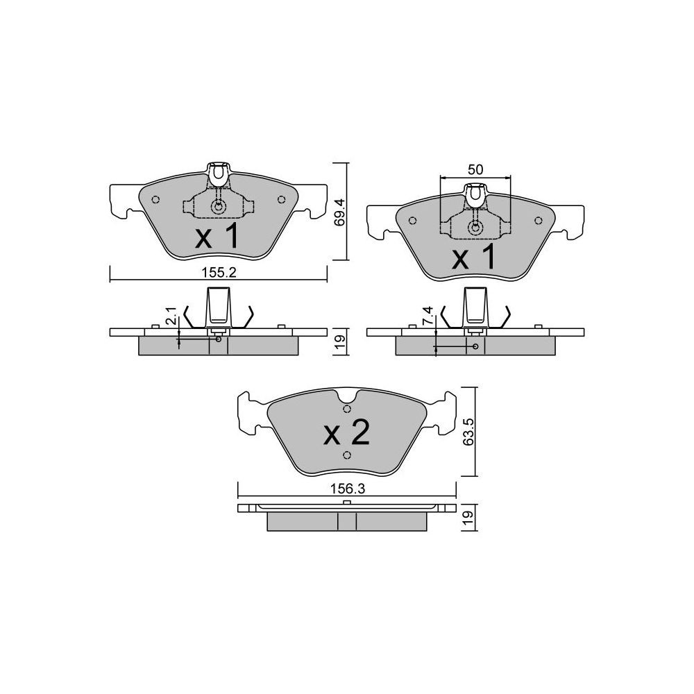GT2i Club Front brake pads for MERCEDES BENZ Classe E III (W211) E 350 4-Matic 279cv 2002-03-01-2009-02-01 - GT-PC2611 - 3666618584300