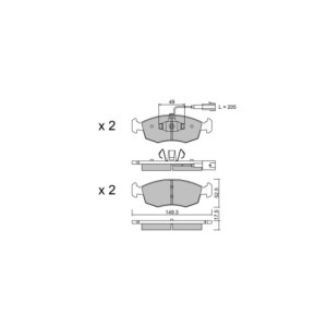 GT2i Club Front brake pads for FIAT Punto (199) 0.9i Turbo, 1.2i, 1.3 MJT 75 hp, 1.4i 16V 2012-18 - Brake calipers Ate 