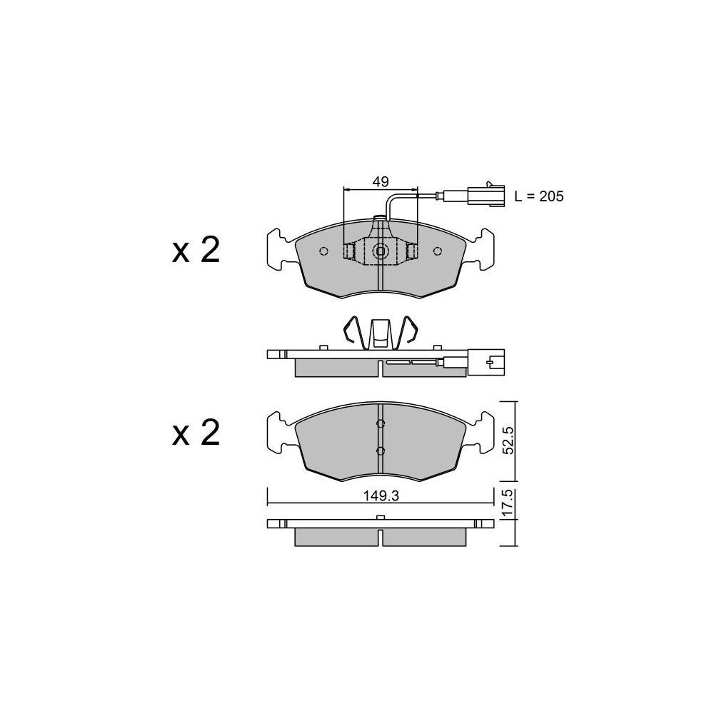 GT2i Club Front brake pads for FIAT Punto (199) 0.9i Turbo, 1.2i, 1.3 MJT 75 hp, 1.4i 16V 2012-18 - Brake calipers Ate  - GT-PC2834 - 3666618584485