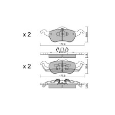 Pastiglie freno anteriori GT2i Club per FORD Focus 1.8i 16V, 2.0i 16V 1998-04 - Pinze freno Ate 